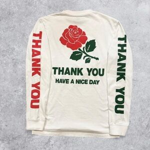 Chinatown Market White Long Sleeve Skater Tee with Red and Green Print